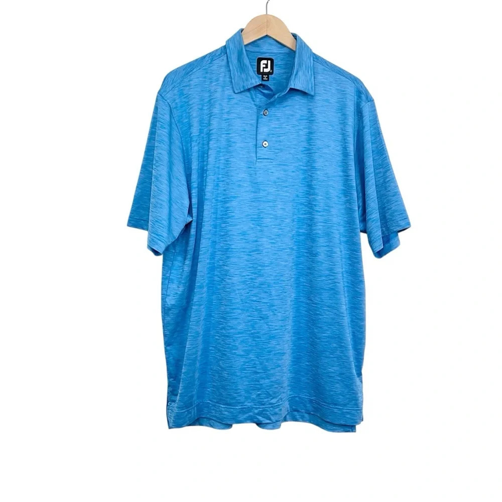 FootJoy Men's Blue Polo Shirt Short Sleeve Collared Size Large